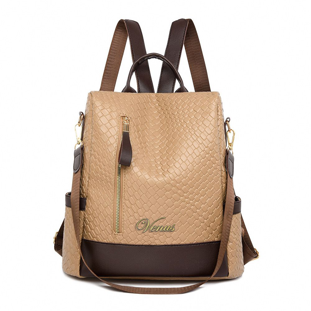 Luxury PU Textured Women Leather Backpack